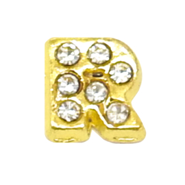 Letter R goudkleur, charm voor inhet medaillon