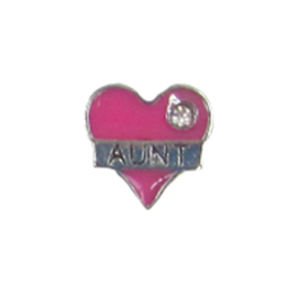 hartje aunt donker roze, charm voor in het medaillon