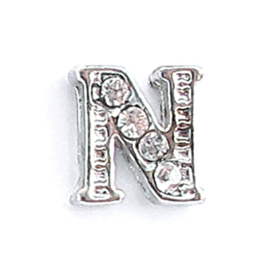 letter N, charm voor in het medaillon