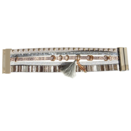 armband Bohemian grijs beige goud