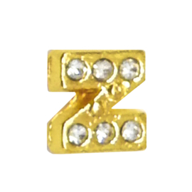 Letter Z goudkleur, charm voor in het medaillon