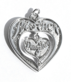 Mother Daughter  hart met luxe zilveren slangenketting