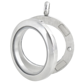 Rond stainless steel  locket memorie medaillon inclusief  halsketting