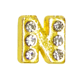 Letter N goudkleur, charm voor in het medaillon
