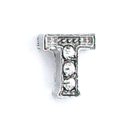 letter T, charm voor in het medaillon