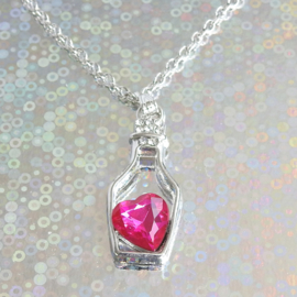 Rose hart in flesje met ketting