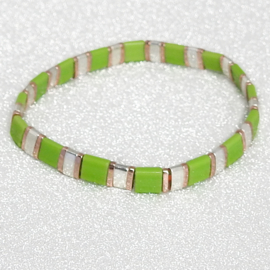 Ibiza boho armband light green & silver