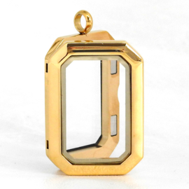 rechthoekig locket medaillon Plain, stainless steel