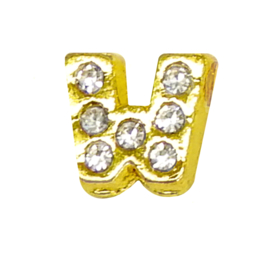 Letter W goudkleur, charm voor in het medaillon