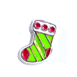 charm kerst sok groen, charm voor in het medaillon