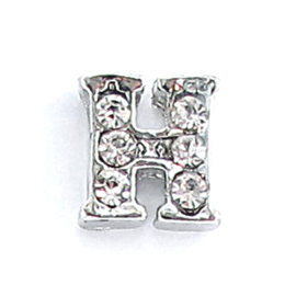 letter H, charm voor in het medaillon
