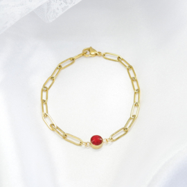 romantische schakel armband Red Stone