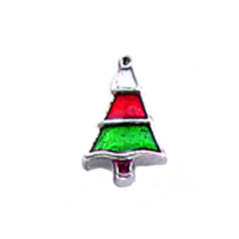 charm kerstboom rood groen, charm voor in het medaillon