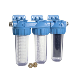 Triplex filter incl. reinigb. zeeffilter en actief koolstoffilter