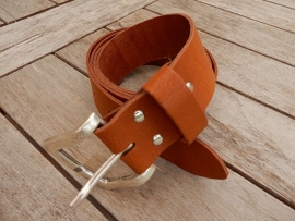 Lederen riem 4 cm cognac