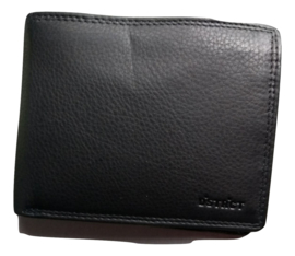 Lederen billfold zwart klein