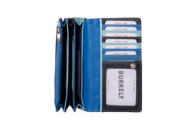 Lederen Burkely multi wallet Monica groot blauw