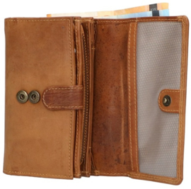 Leder Cognac rits met extra pasjes portemonnee