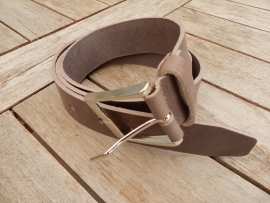 Lederen riem 4 cm taupe l