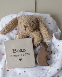 Tegeltje met naam - geboortedatum en hartje
