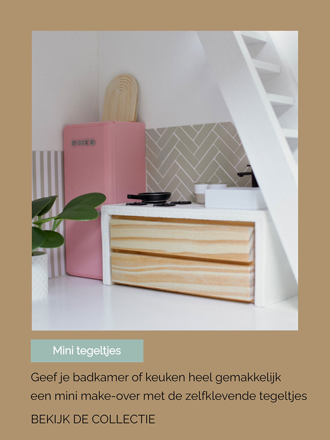 Zelfklevende tegeltjes voor de badkamer of keuken in jouw poppennhuis