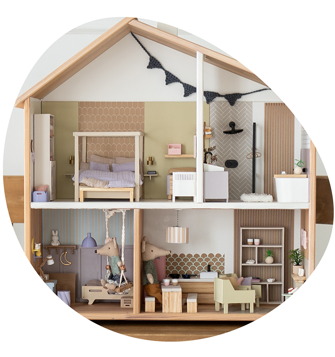 Tover jouw poppenhuis om tot een mini droomhuis met de poppenhuis stickers van Moonwalk Teddybear