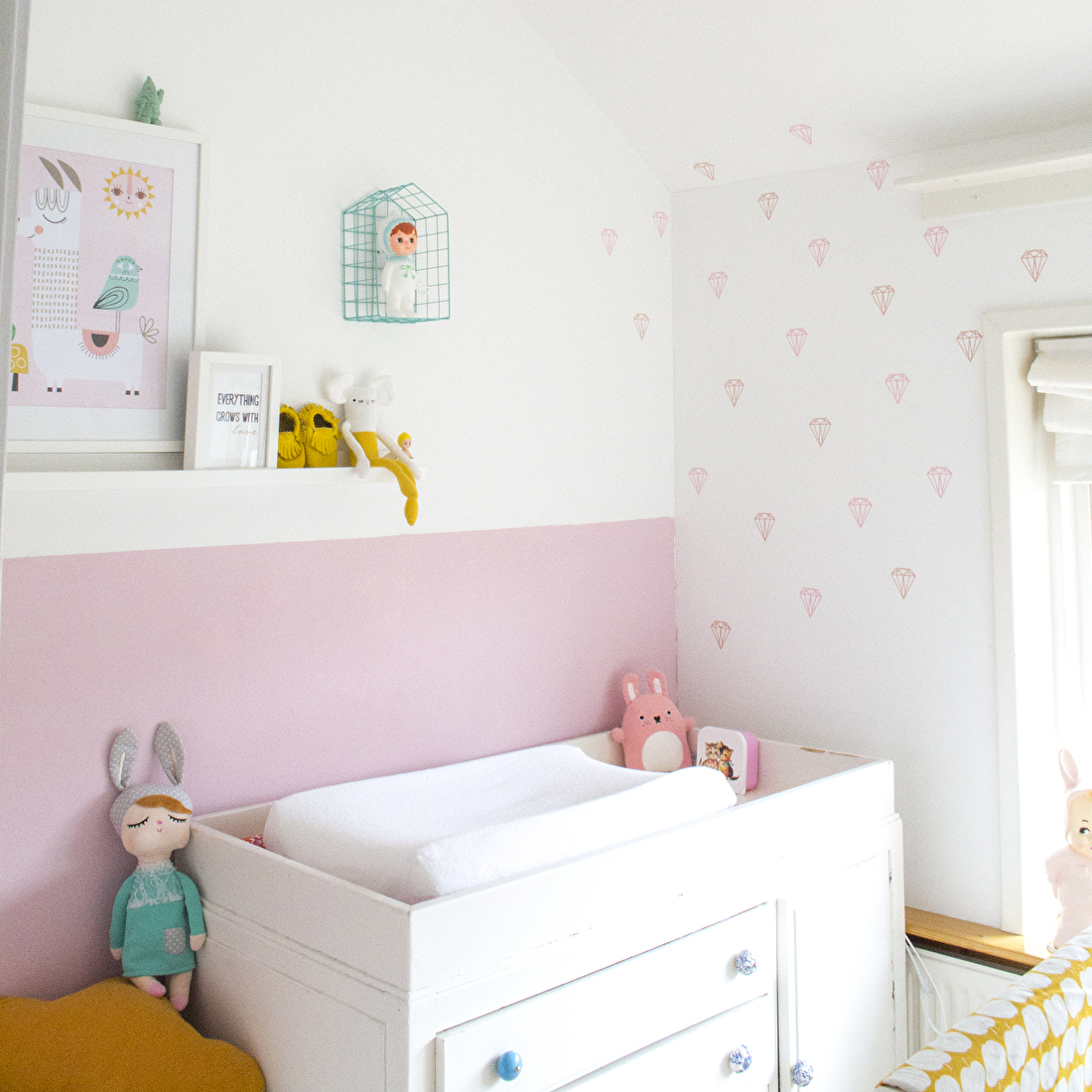 Muursticker diamant in babykamer ter inspiratie van klant Moonwalk Teddybear