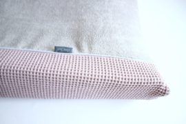 Aankleedkussenhoes - Basic pure collectie wafel oud roze, taupe teddy