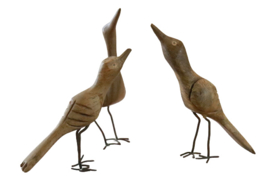 Set van drie houten vogeltjes