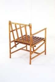 Set van 4 safari bamboo stoelen + tafeltje 'Geleen'