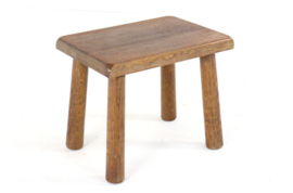 Brutalist oak bijzettafeltje / krukje