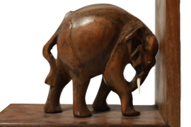 Houten set boekensteunen met olifant