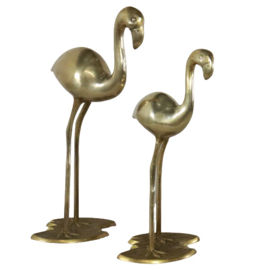 Set van 2 messing flamingo's