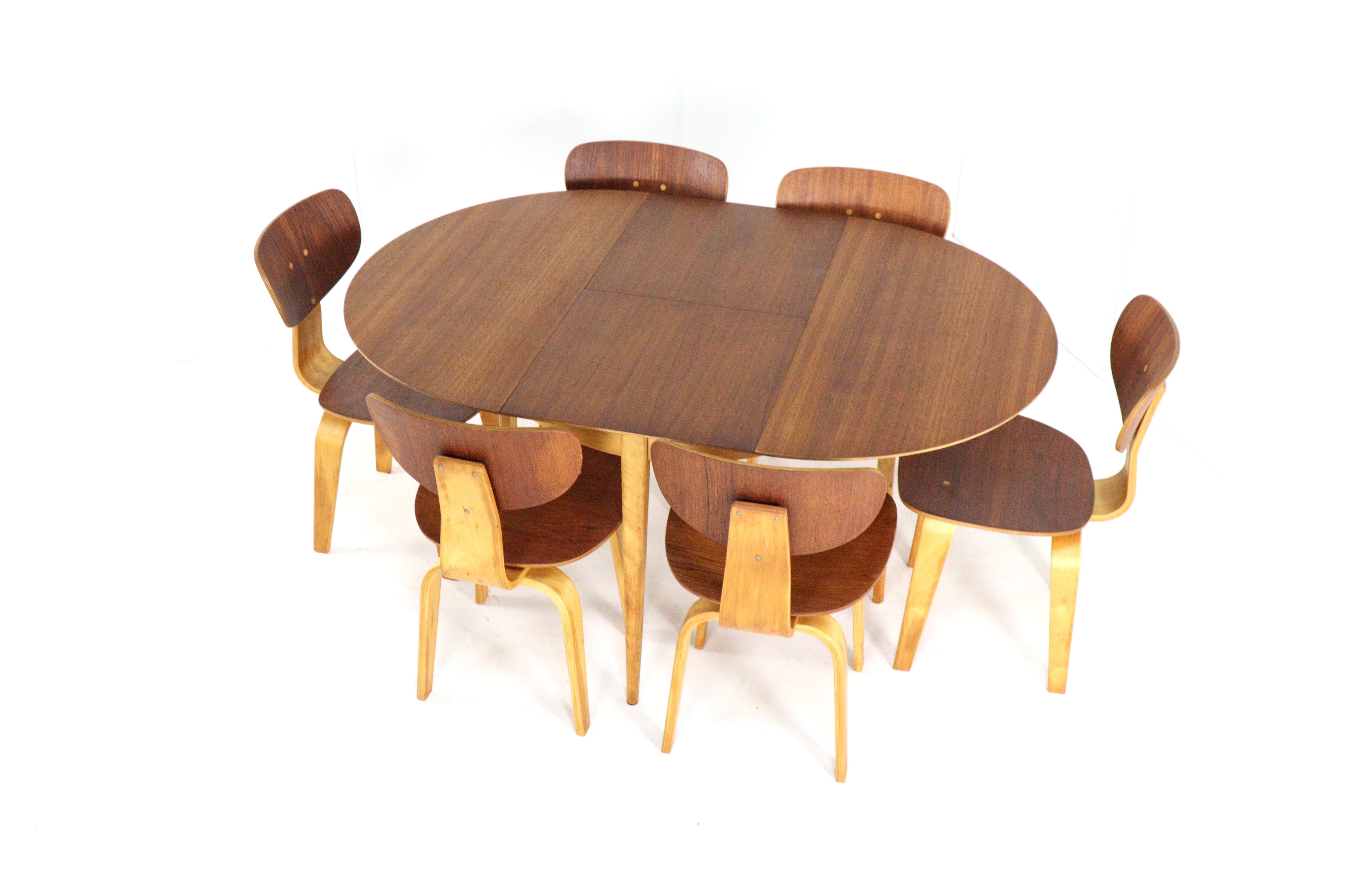 Cees Braakman voor Pastoe eetkamerset TB35 eettafel + 6 SB02 stoelen