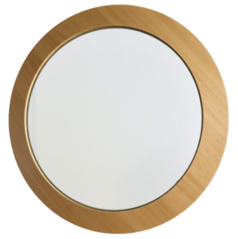 Ronde spiegel met  houten omlijsting