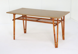 Set van 4 safari bamboo stoelen + tafeltje 'Geleen'