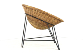 Wicker mand fauteuil in de stijl van Matthieu Matégot | 2 stuks op voorraad