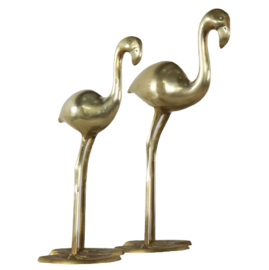 Set van 2 messing flamingo's