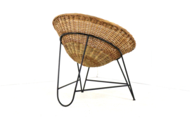 Wicker mand fauteuil in de stijl van Matthieu Matégot | 2 stuks op voorraad