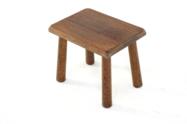 Brutalist oak bijzettafeltje / krukje