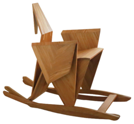 Sculpturale schommelstoel origami vogel