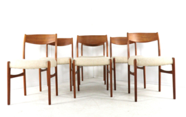 Set van 6 Arne Wahl Iversen voor Glygnore mobelfabrik stoelen