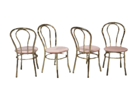 Messing stoel met roze velvet zitting (meerdere aanwezig)