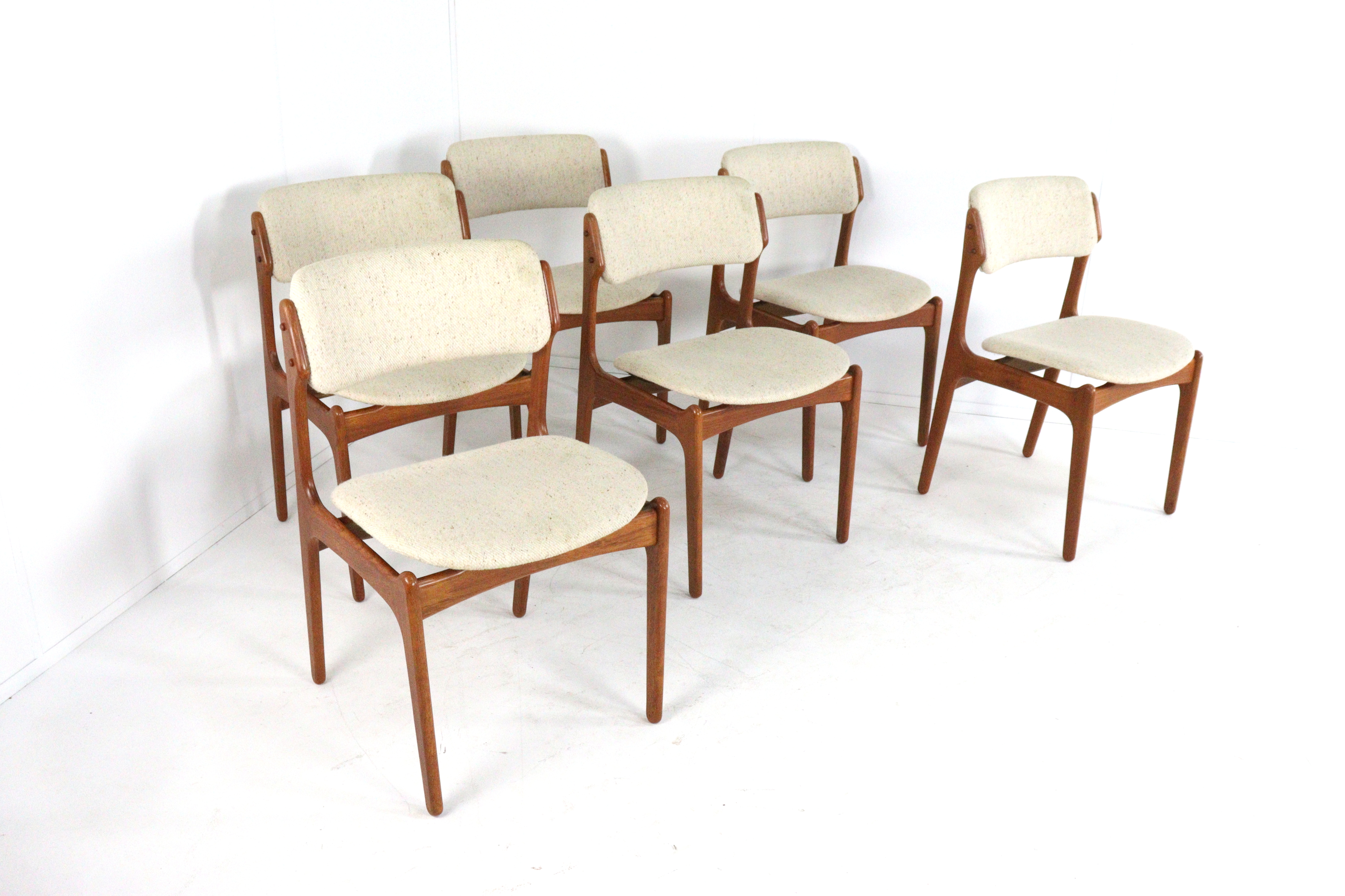 Set van 6 Erik Buch stoelen voor O.D. Møbler 'Bur'