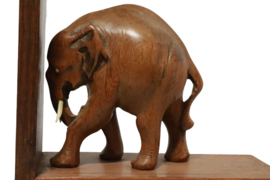 Houten set boekensteunen met olifant