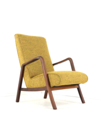 Knicos fauteuil  in teak met Gele stoffering | 2 stuks beschikbaar
