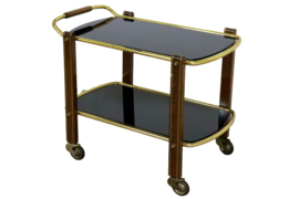 Trolley / Barcart met donkere glazen bladen