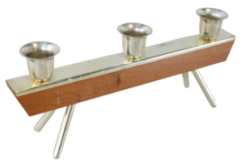 Messing / alu met houten kandelaar