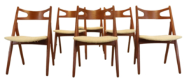 Set van 6 Hans Wegner voor Carl Hansen CH 29 stoelen