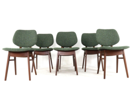 Set van 6 Nederlandse eetkamerstoelen 'Zegge'